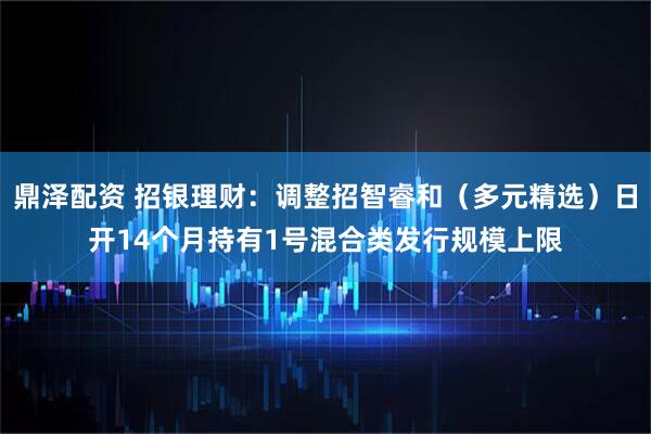 鼎泽配资 招银理财：调整招智睿和（多元精选）日开14个月持有1号混合类发行规模上限